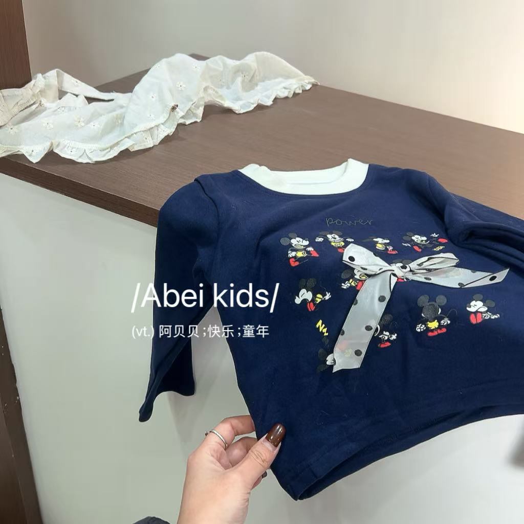 【M9】酷米双面糯米面料蝴蝶结打底童装