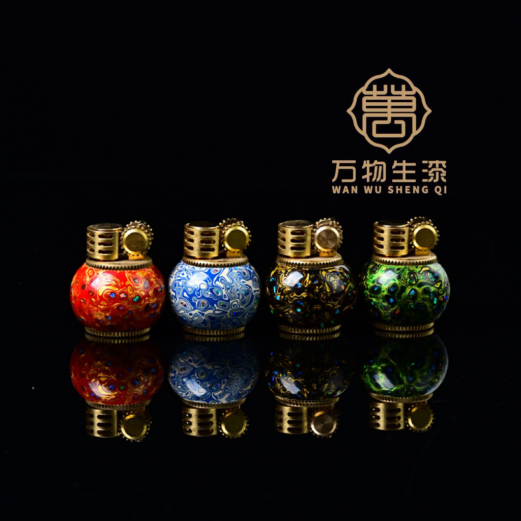 万物生漆 大漆非遗文化传承名称 小胖墩打火机千层工艺纯手工制作