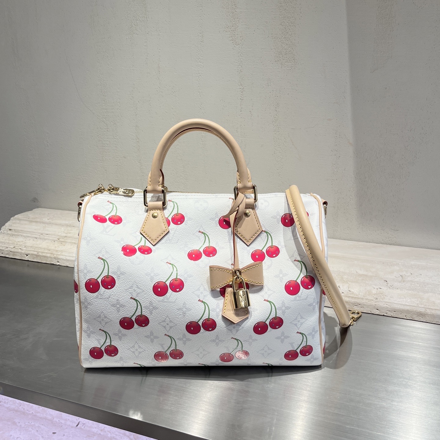 未使用 LouisVuitton/路易威登 村上隆 樱桃Speedy30手提包