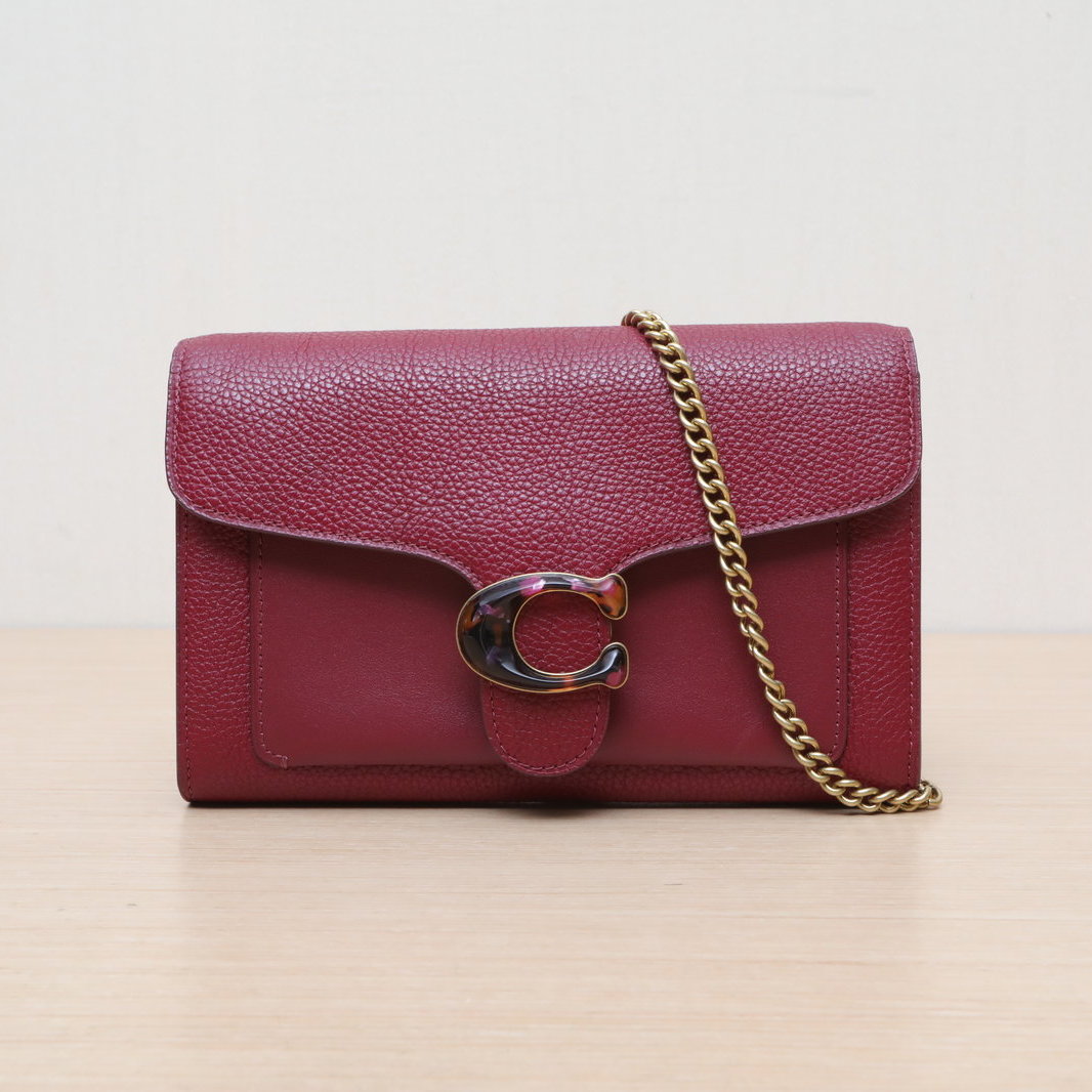 95新 COACH/蔻驰 【娇】紫红色 皮革C 金扣 单肩包 704954