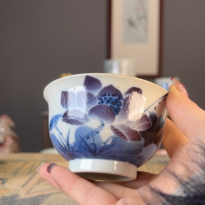 摆件景德镇陶瓷茶杯多人