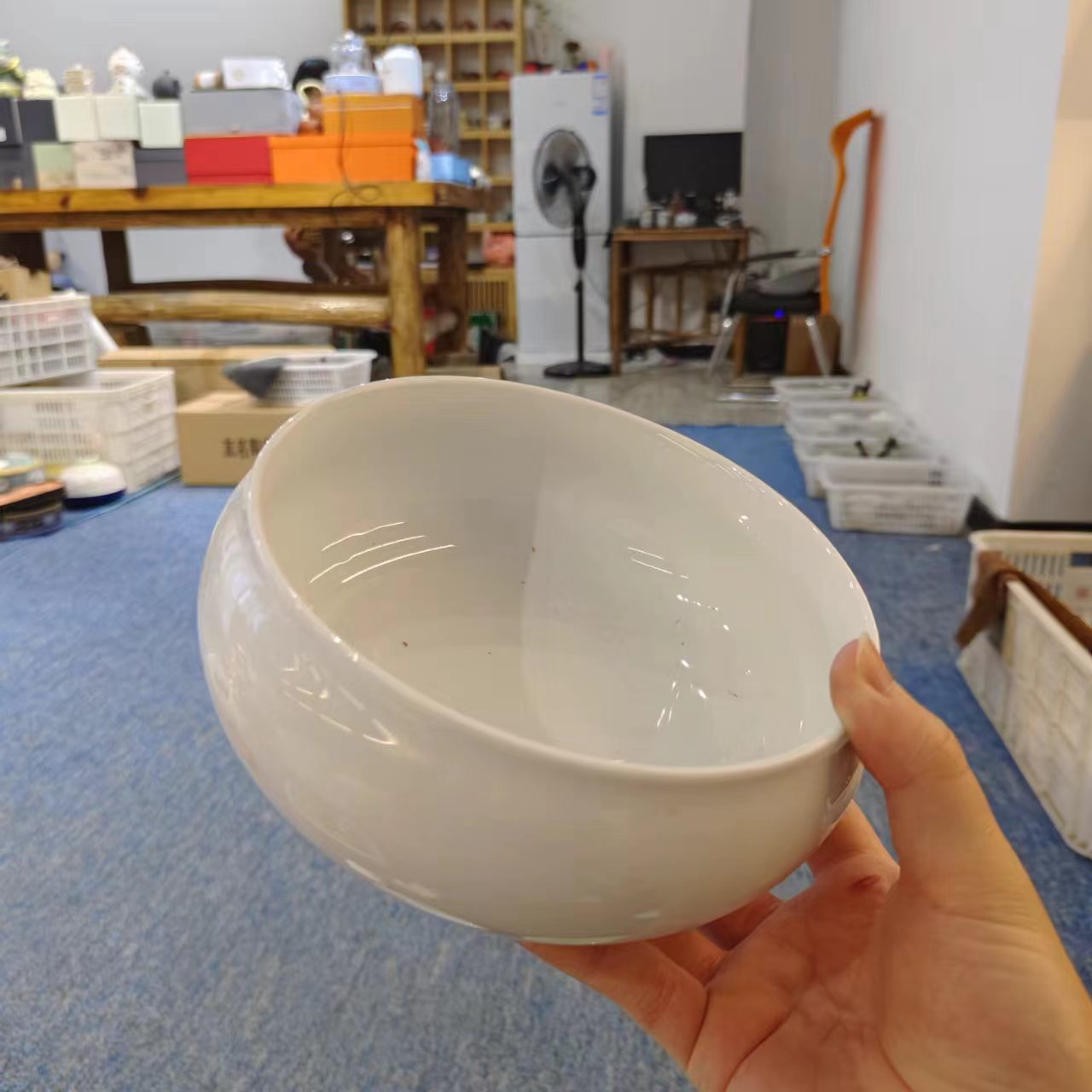 友名 羊脂玉瓷纯白大茶洗桌面茶渣缸-5159（直播专享）