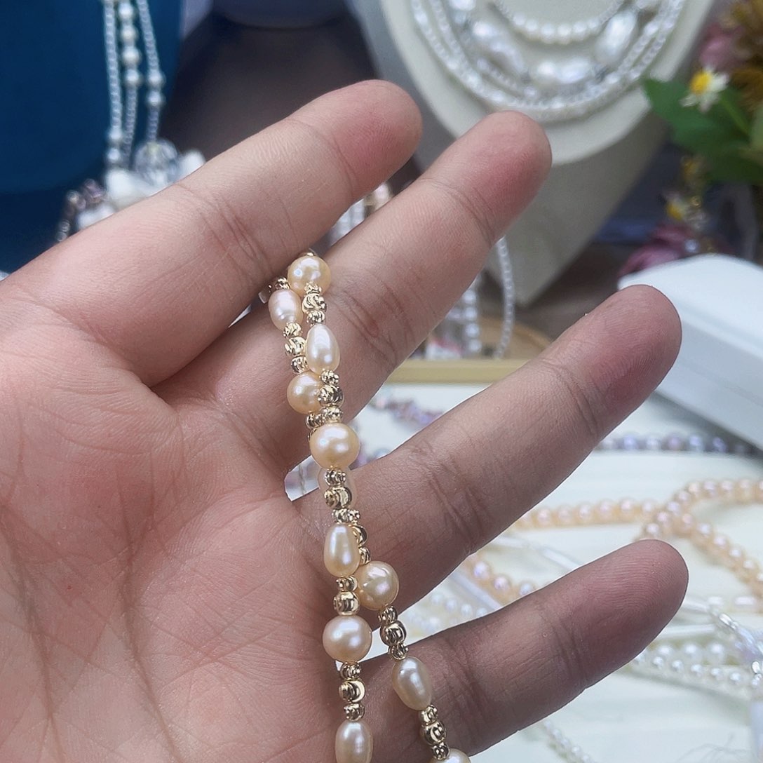 淡水珍珠颈饰银S925镶嵌饮*