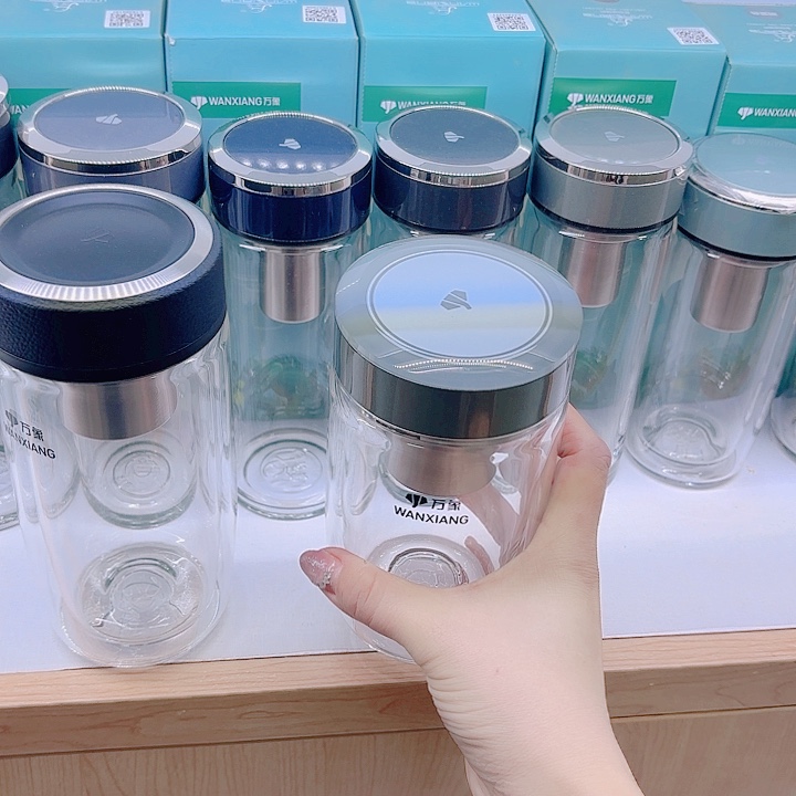 用***9万象品牌双层玻璃杯V183-360相思灰