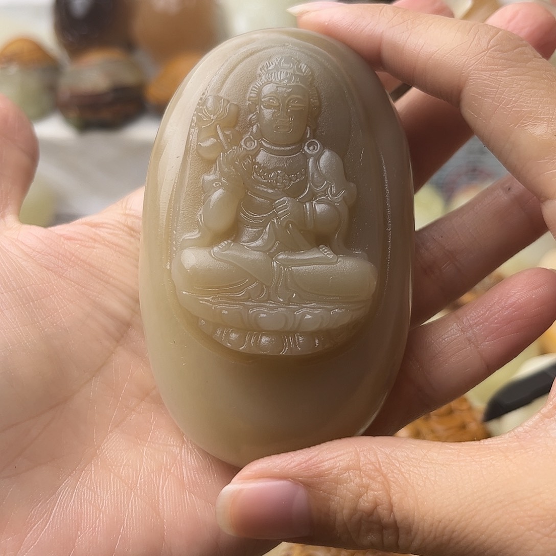 石材方解石手把摆件不退换大势至微瑕