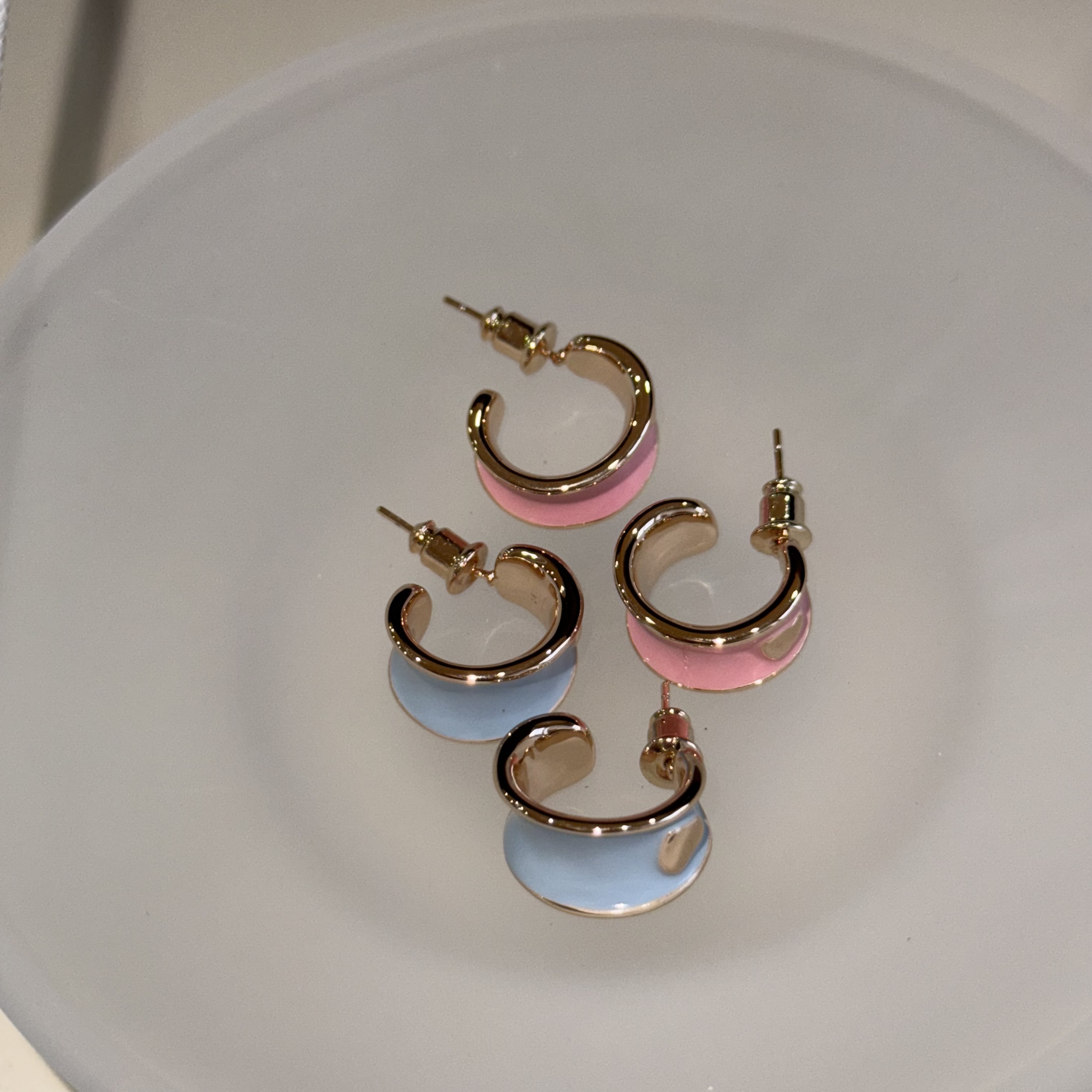 铜合金珐琅耳饰 HRY0-铜合金珐琅时尚简约耳钉HRY0-1426