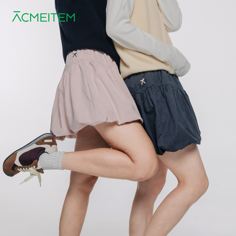 ACMEITEM爱棵米 亲子休闲刺绣花苞裙防走光宽松蓬蓬半身短裙女