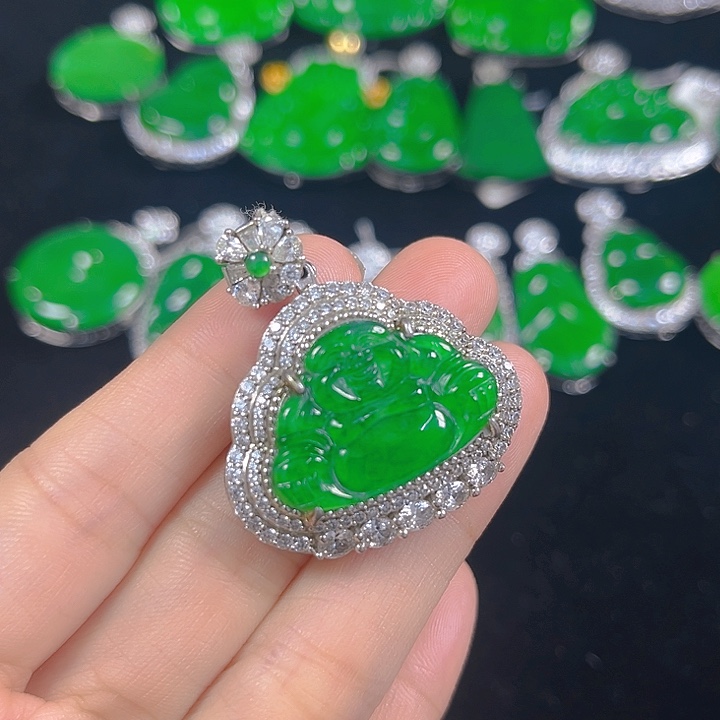 翡翠银S925镶嵌吊坠(不含链)