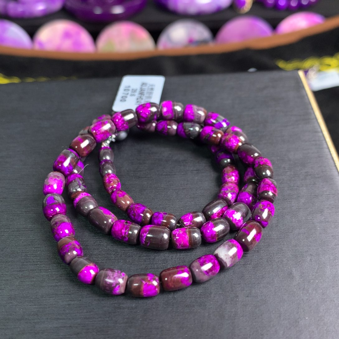 苏纪石（舒俱来）丝绒桶珠项链未镶嵌