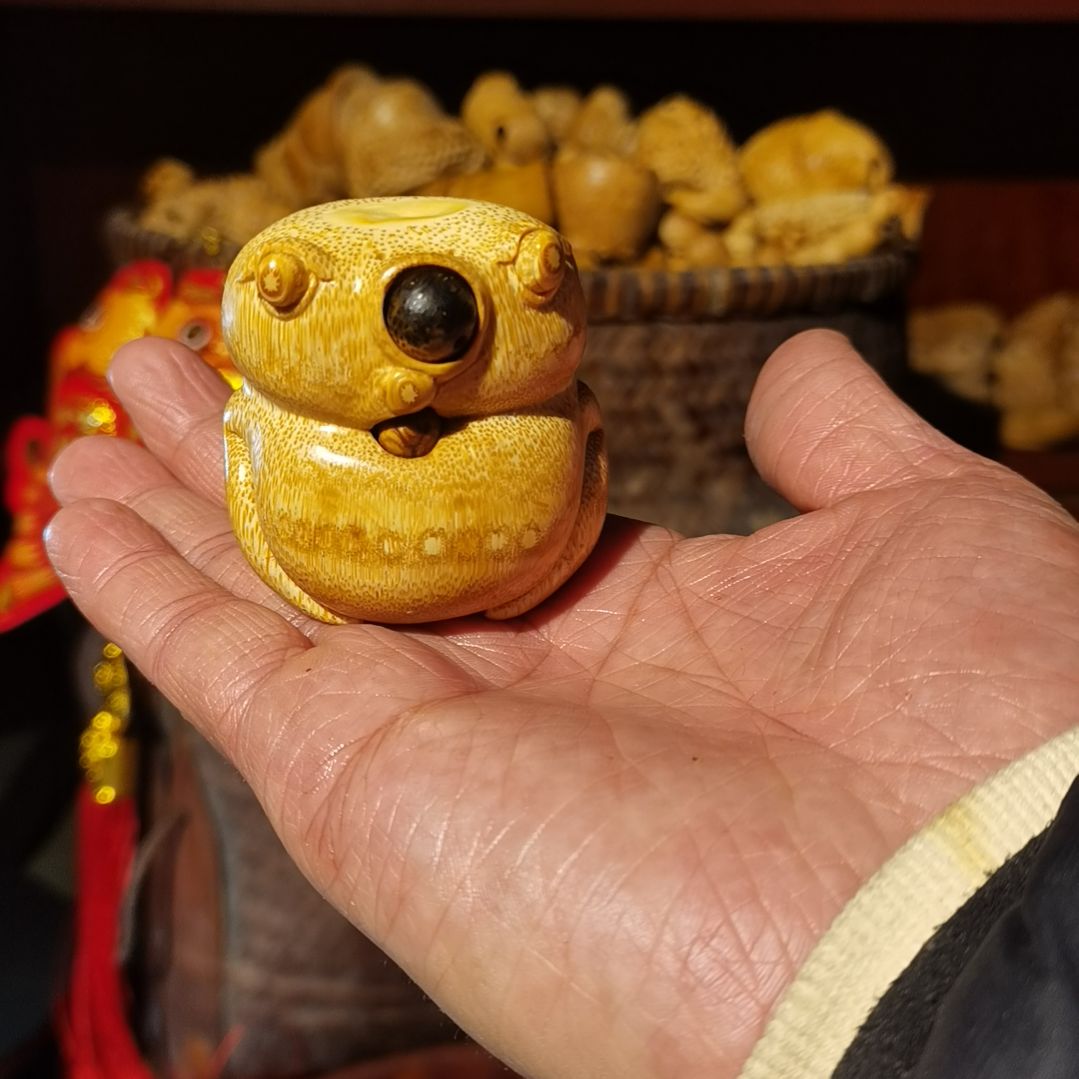 竹Z*竹雕把件金蟾摆件配饰
