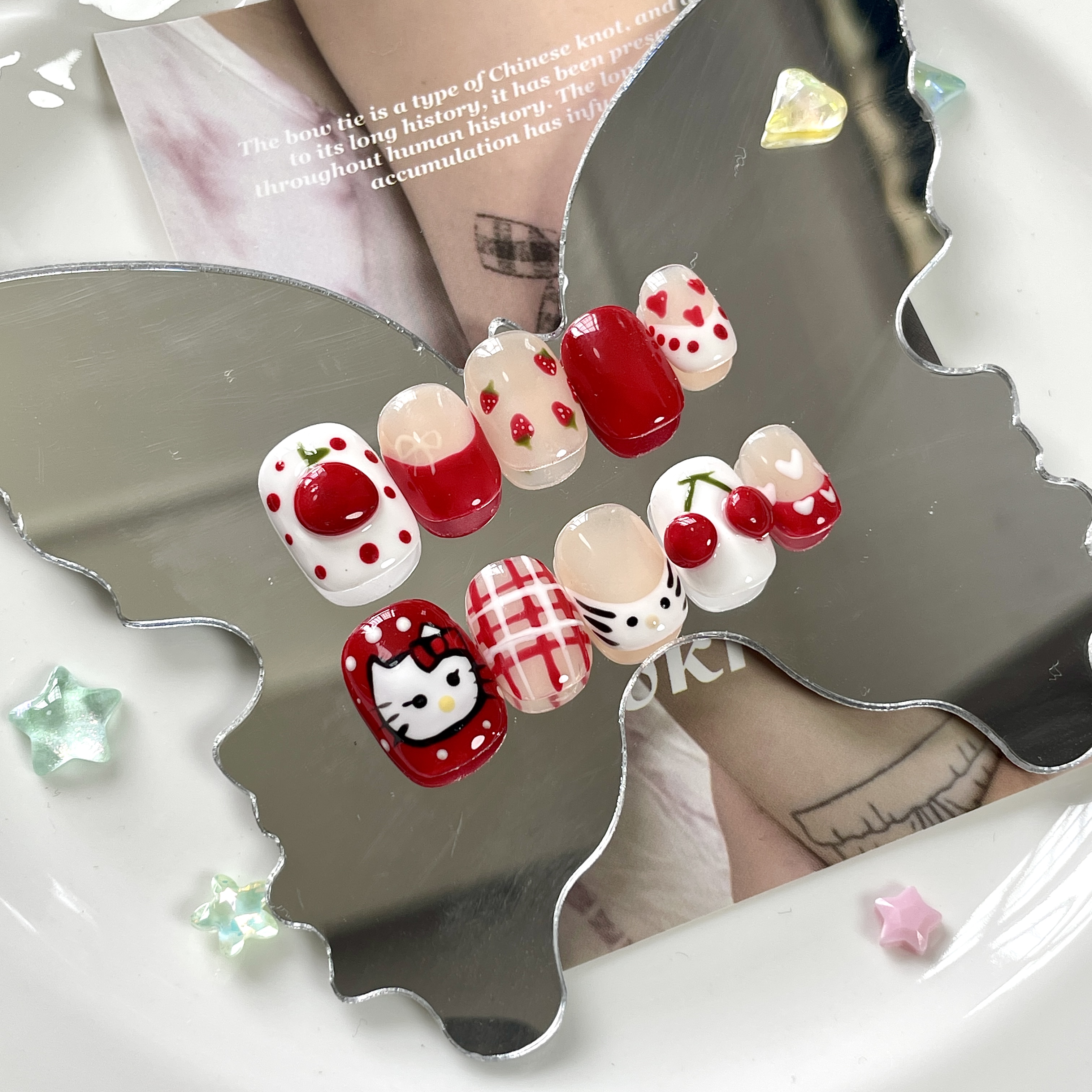 【樱桃Kitty】手绘捏捏款纯手工穿戴甲