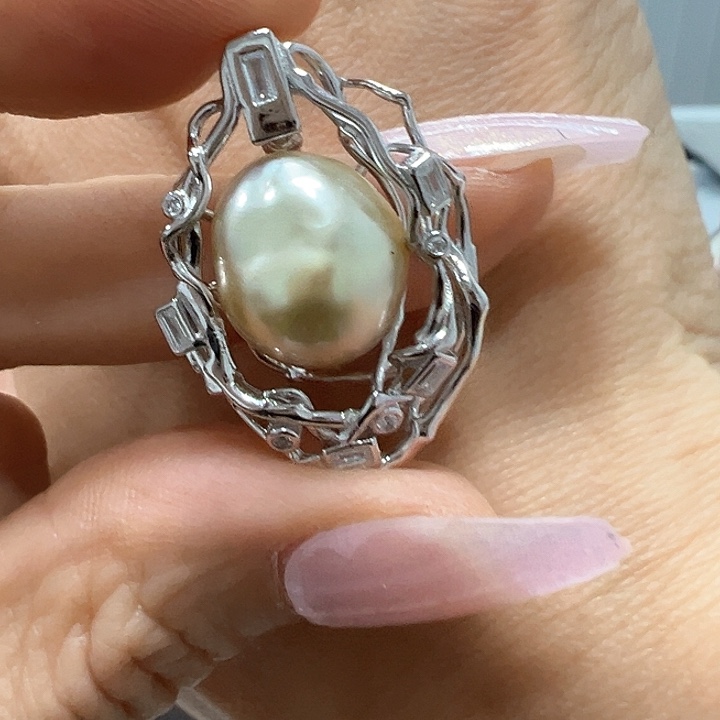 颈饰银S925镶嵌海水珍珠