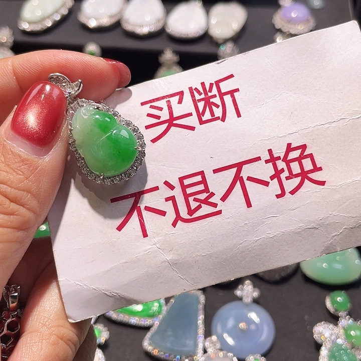 竹***子翡翠银S925镶嵌颈饰