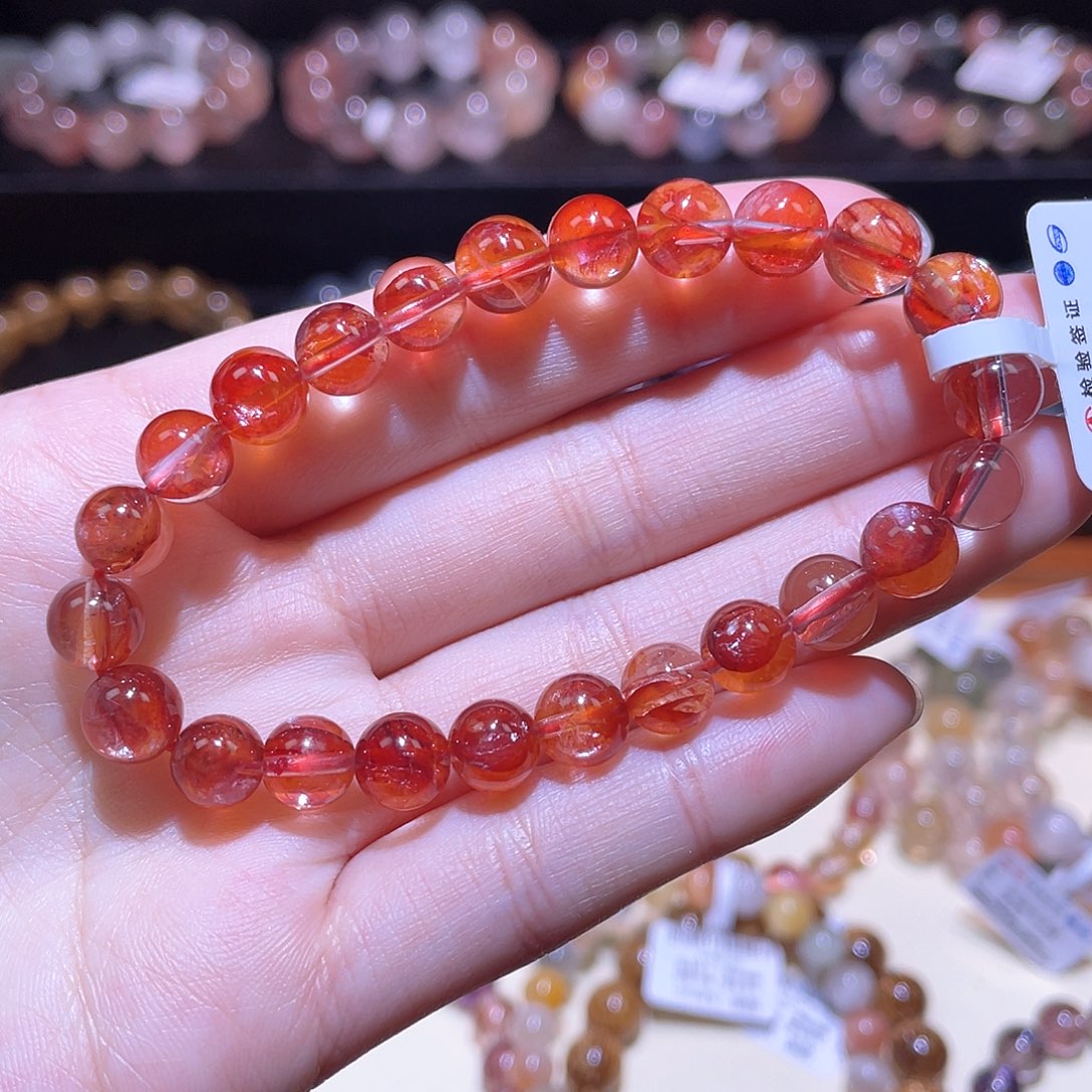 水晶手链未镶嵌浇花手链，晶体通透7.9