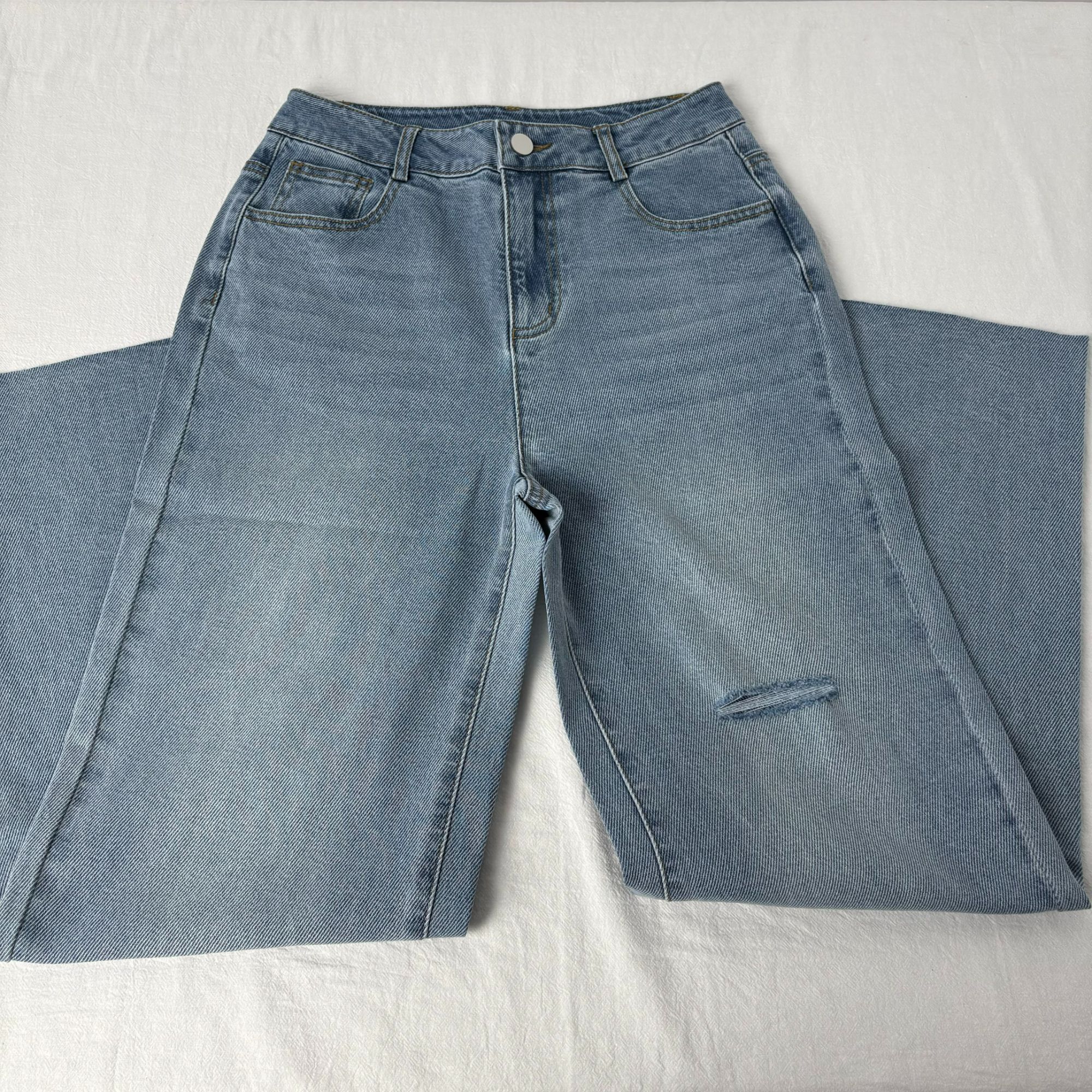 女直筒牛仔裤破洞款 21129