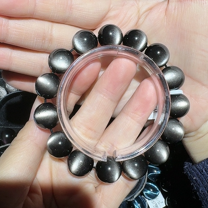 是***吖黑曜岩未镶嵌手链