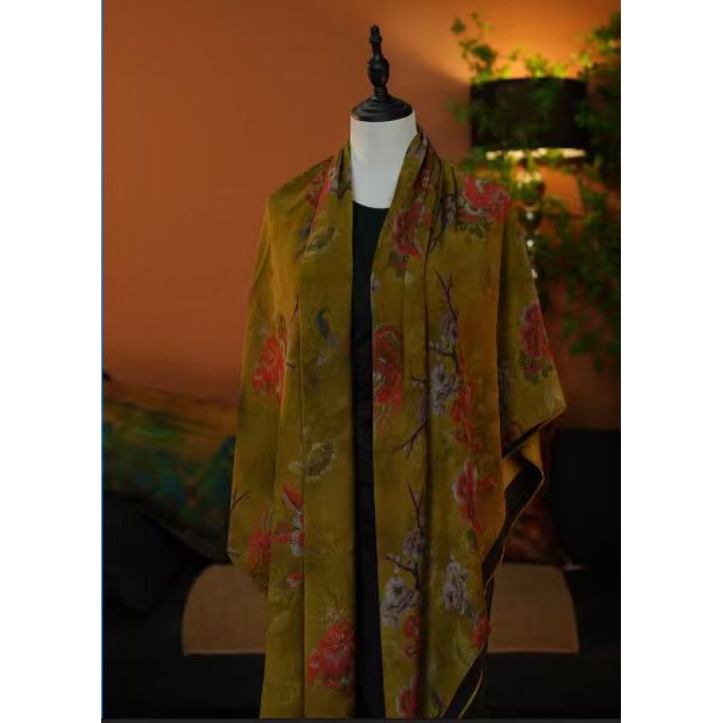 X3-528 [沉香梅语] 重磅国风高端围巾方巾披肩140*140CM左右 [无