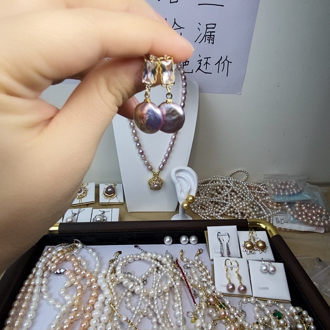 淡水珍珠耳饰合金