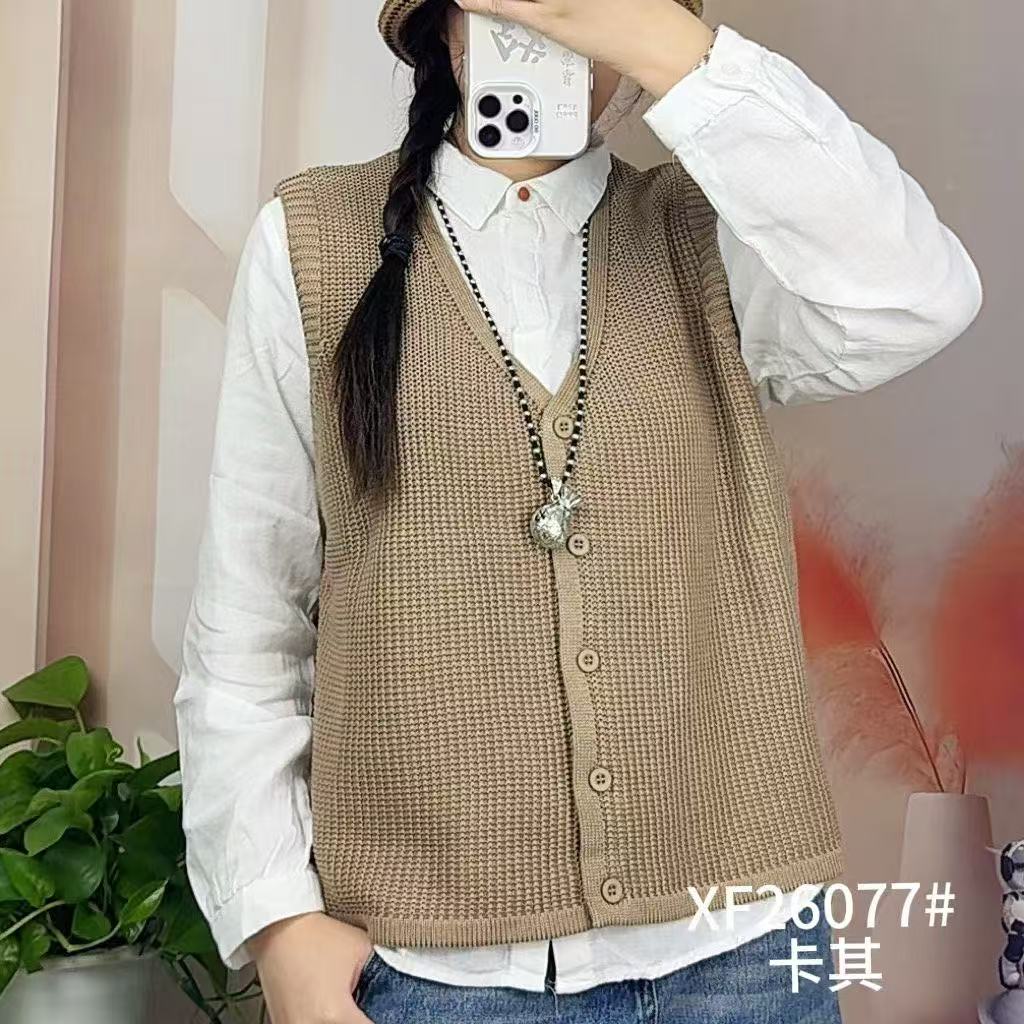 常规无袖款适中抽褶常规马夹马夹秋冬针织秋季女士