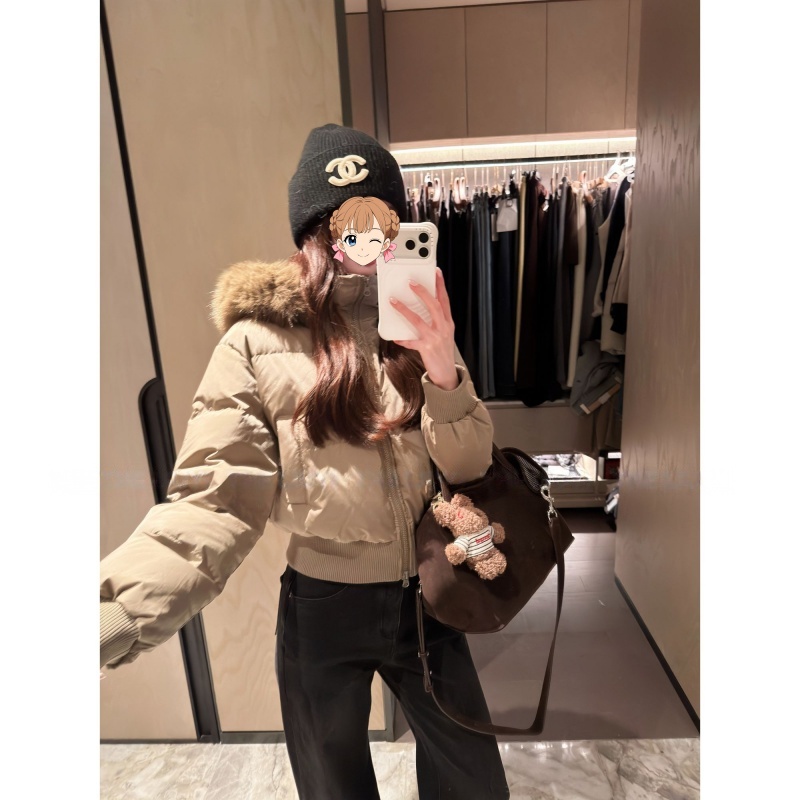 韩系毛领连帽收腰短款棉服女秋冬季小个子加厚保暖棉服棉袄外套