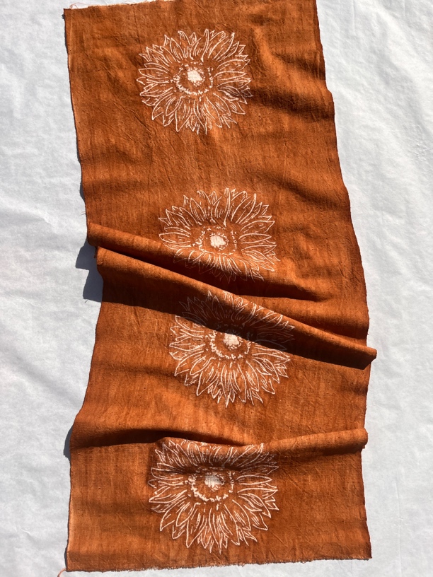 老土布植物染薯莨染型糊染布料一米价宽40厘米