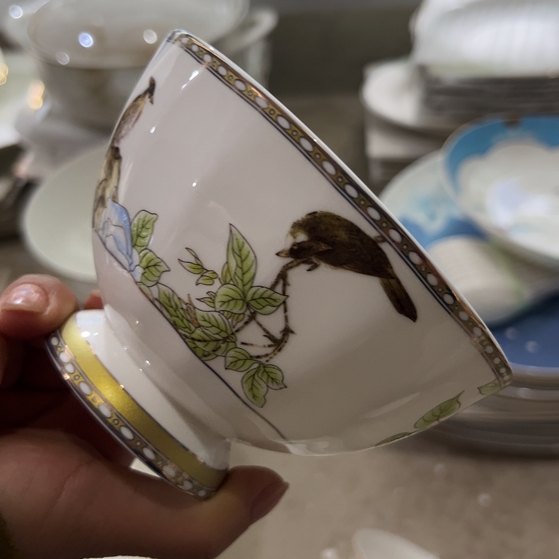 瓷片琴瑟4.5寸碗六个微瑕