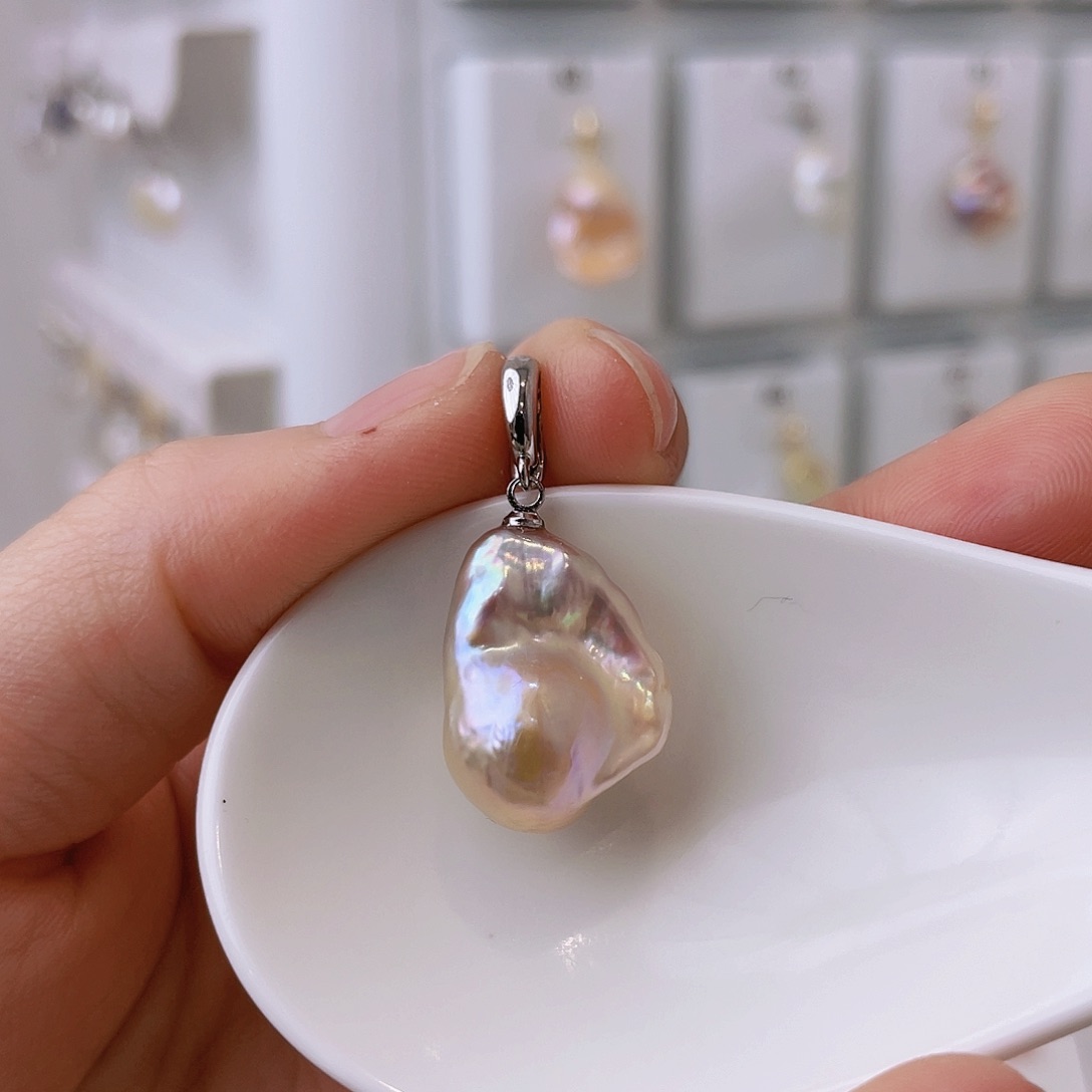 淡水珍珠天然珍珠巴洛克银S925镶嵌