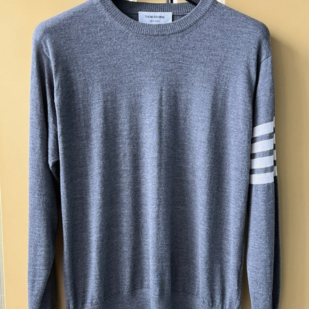 99新 THOMBROWNE 二手奢侈品tb纯羊毛长袖条纹针织衫 h972