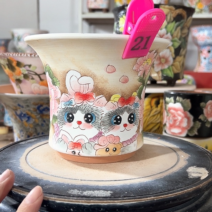 景德镇手绘花盆满38包邮