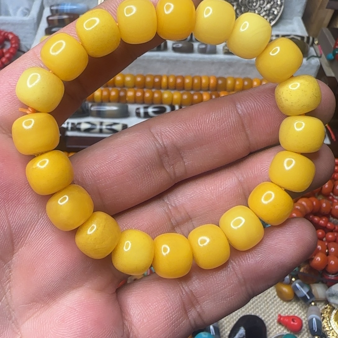 蜜蜡未镶嵌手链俄料蜜蜡