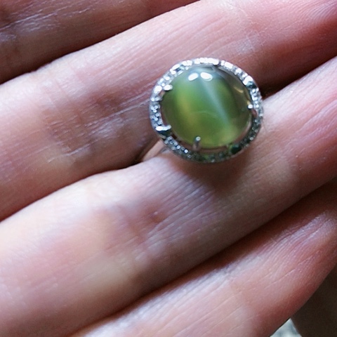 和田玉戒指银S925镶嵌