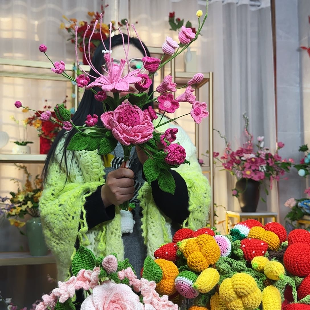 纯手工钩织手工钩织花束