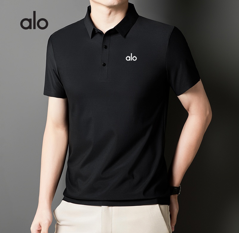 alopolo绗缝纯色中青年Polo衫运动短袖老钱风夏季翻领透气弹力