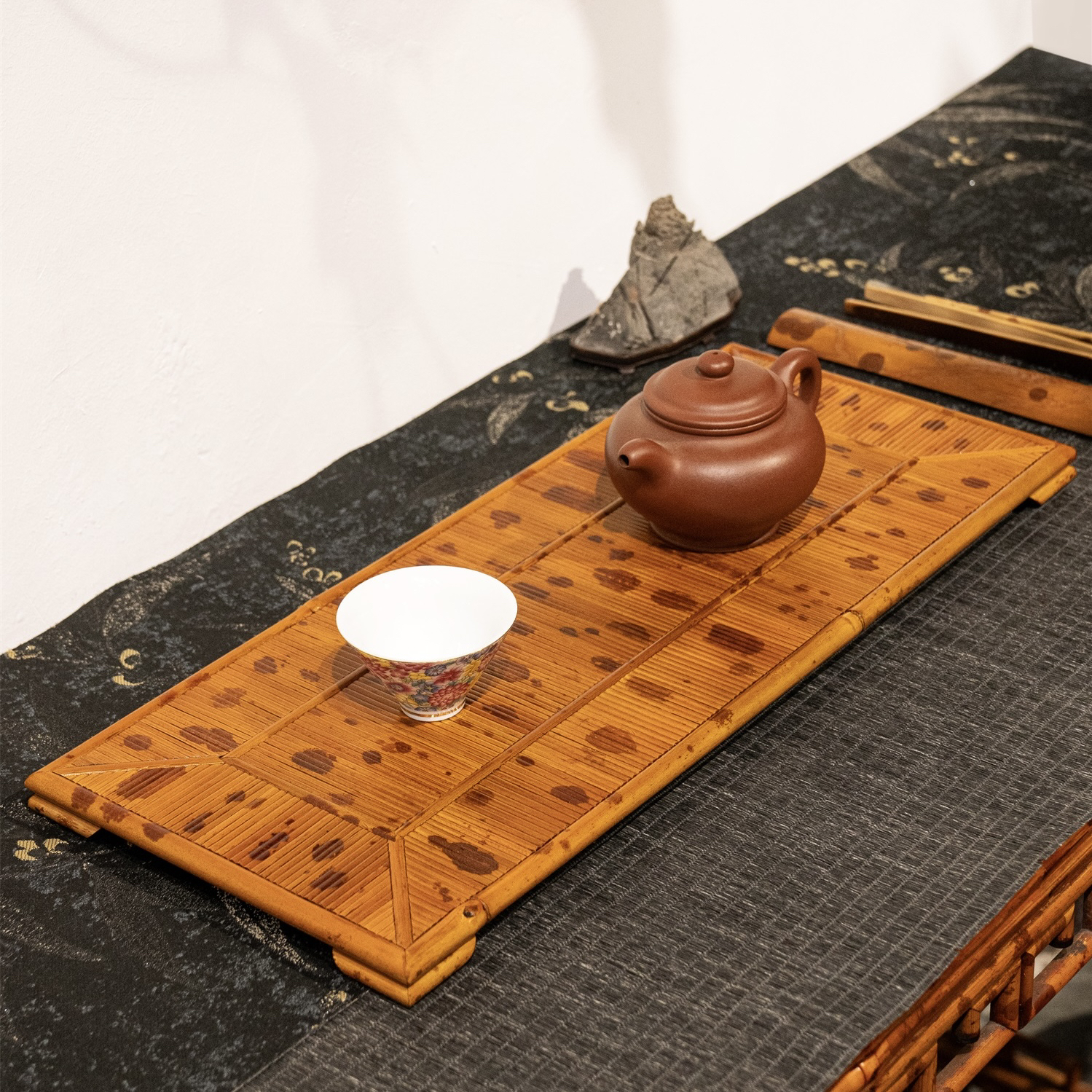 干泡台福建武夷山红湘妃竹大尺寸中式主人杯茶道隔热大漆防水