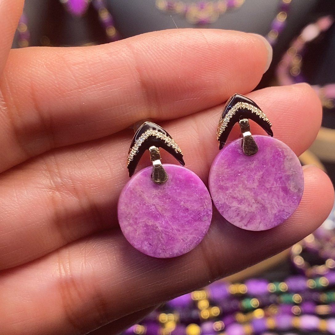 苏纪石（舒俱来）耳饰18K金镶嵌