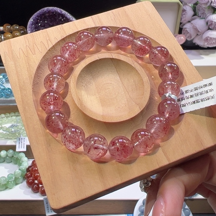 水晶手串未镶嵌巅峰白水晶草莓晶11.3mm