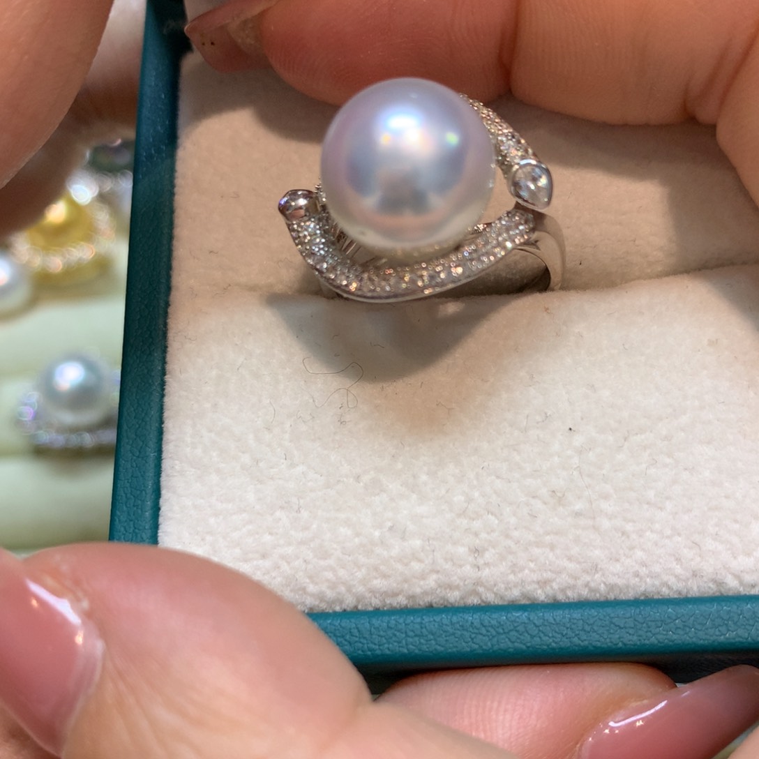 海水珍珠戒指银S925镶嵌