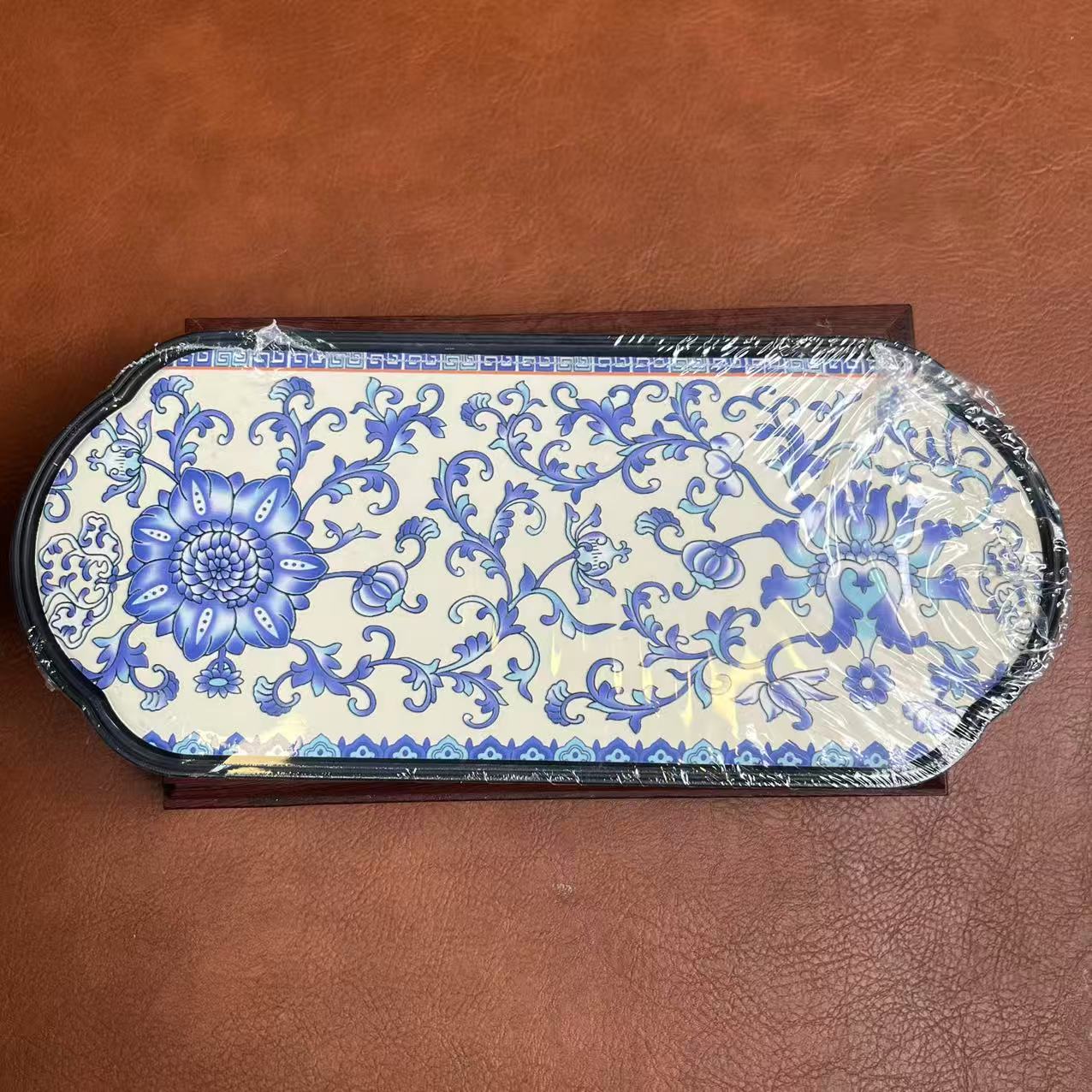 青花【缠枝莲北宙】吸水干泡茶盘-4760