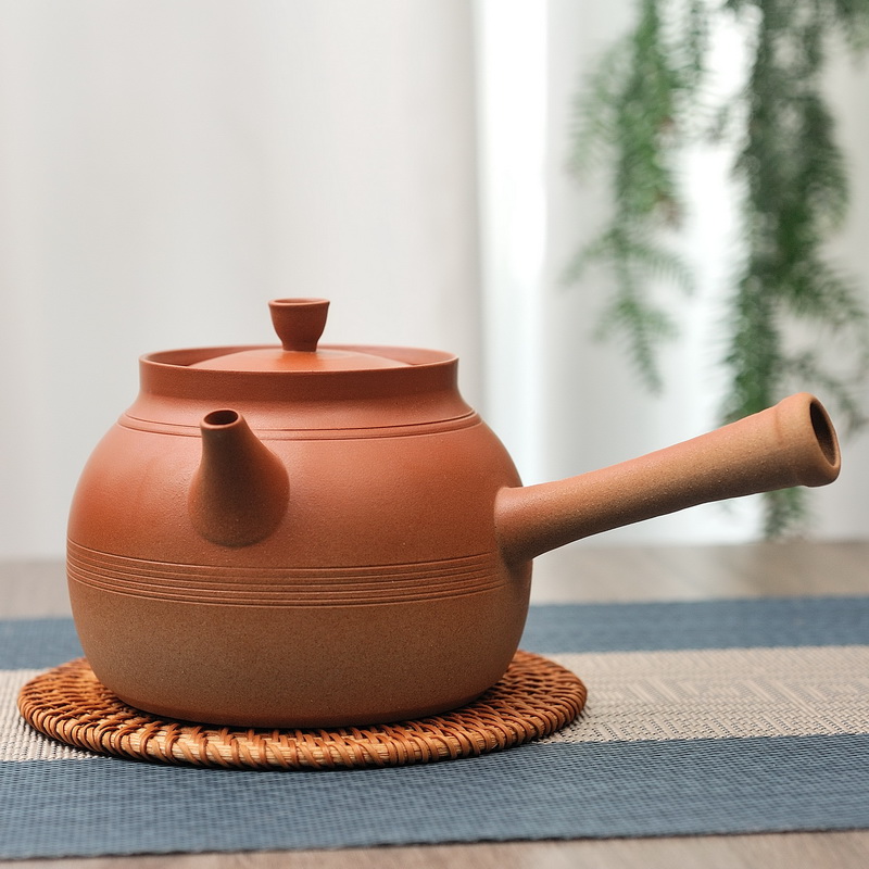 砂铫双色渐变 侧把壶 煮茶壶 陶土茶壶 原矿粗陶茶壶 砂铫煮水