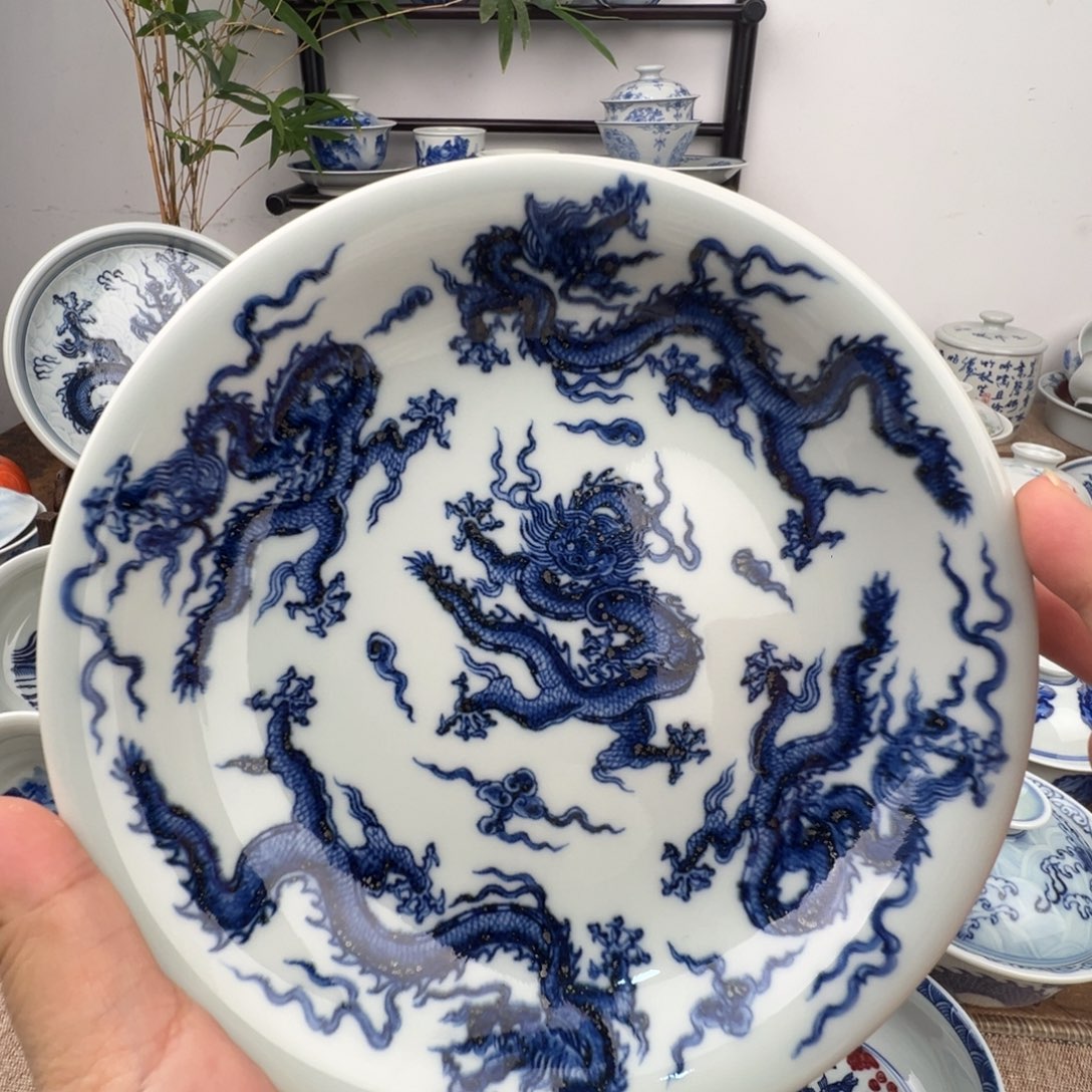 陶其他青花手工手绘龙纹壶承