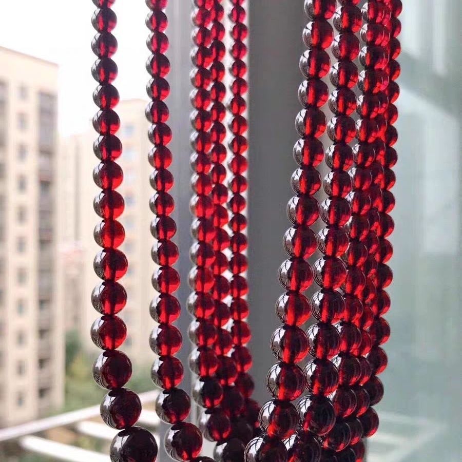 天然石榴石项链女人石酒红石榴石塔链规格为3-9.5mm高级项链