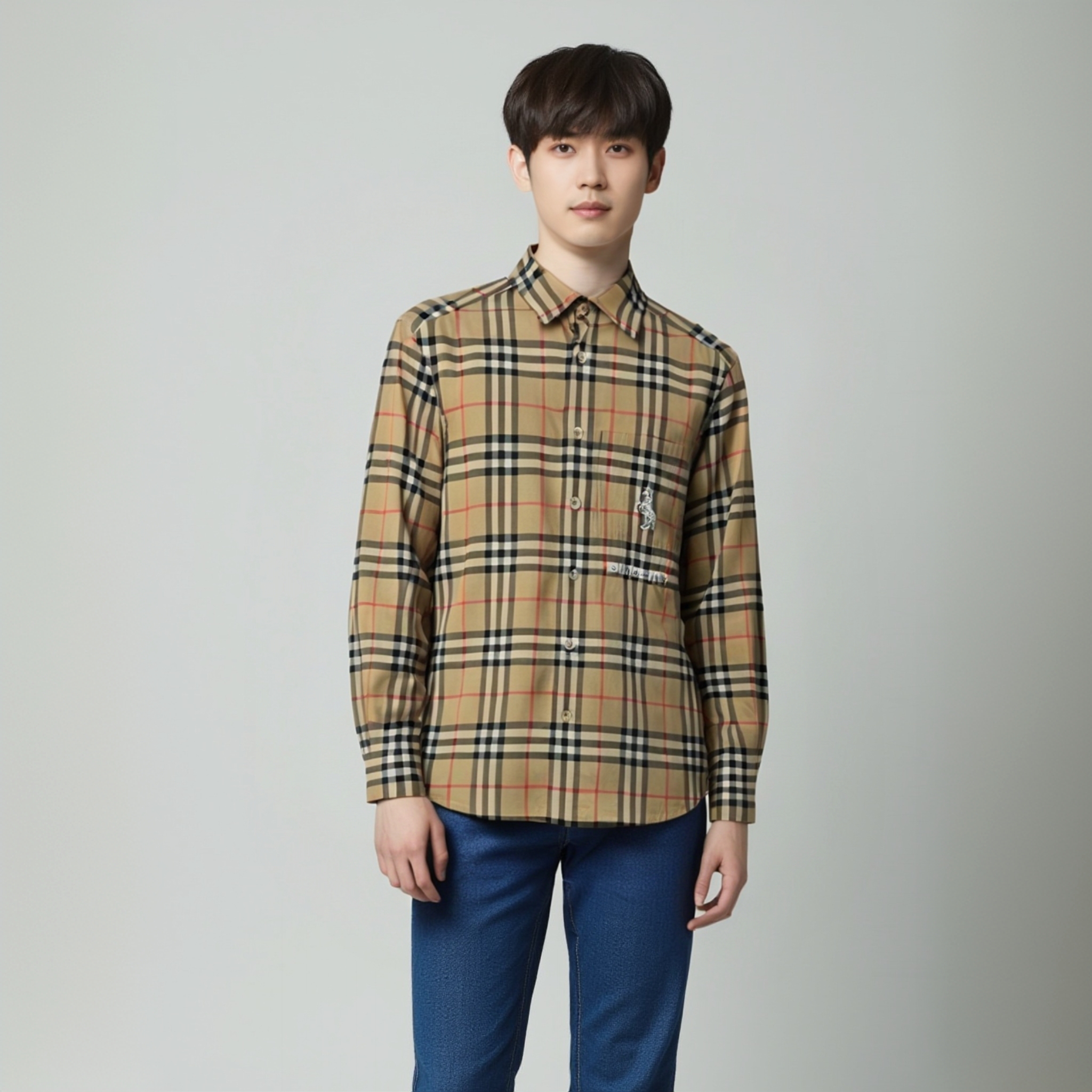 全新未使用 BURBERRY/博柏利 12987019 独角兽衬衫卡其色XS无吊牌