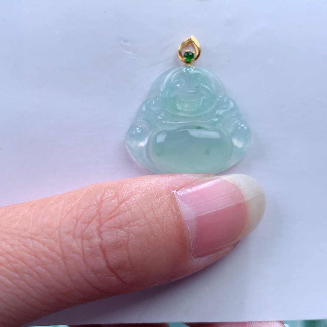 翡翠吊坠(不含链)18K金镶嵌
