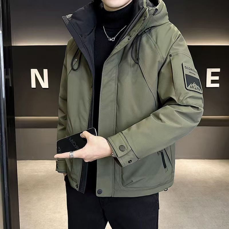 男士羽服潮牌工装衣服加厚保暖防寒服2024新款冬季冲锋衣外套男