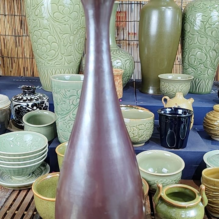 摆件高慧良手工紫金釉琵琶瓶微瑕体验介意勿拍