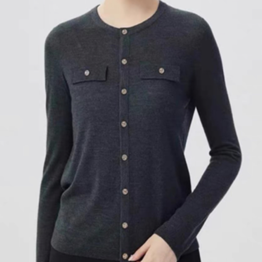 哥弟小香风圆领羊毛针织开衫外套女1499169