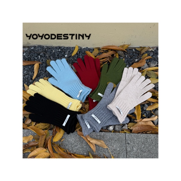 东大门韩系高品质100%纯羊毛针织手套女冬天时尚简约百搭情侣款保