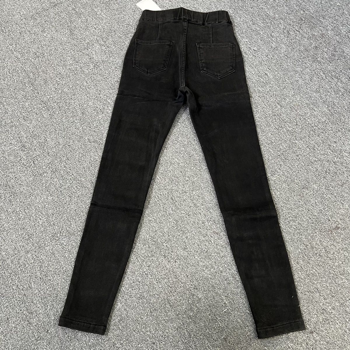 6747撤柜铅笔加绒新款春秋高腰瘦九分黑色小脚牛仔裤裤子