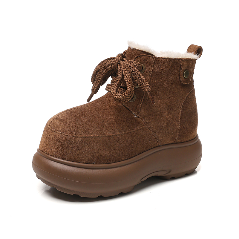 8cm增高小个子加绒加厚底雪地靴女冬季新款超轻软底防滑松糕短靴 
