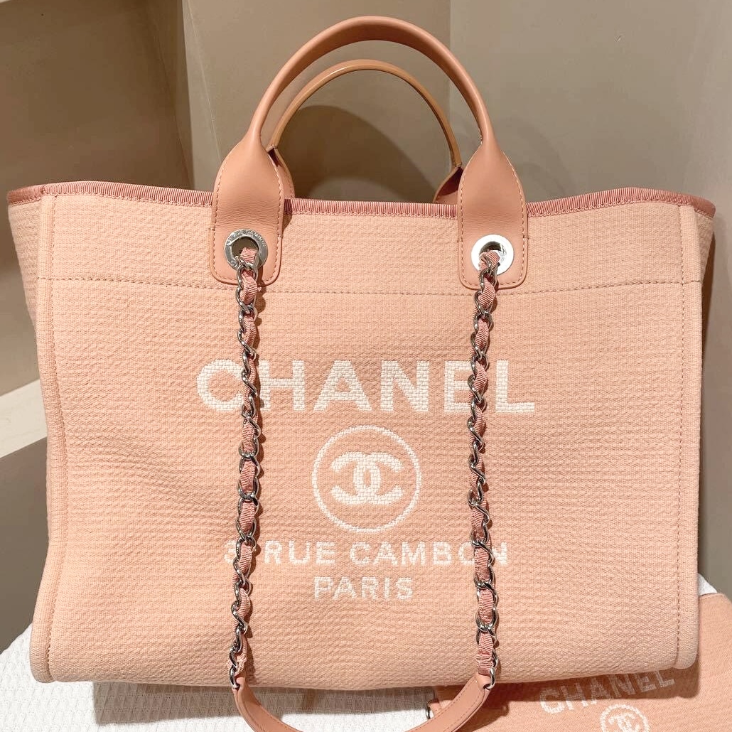 99新 Chanel/香奈儿 蔚蓝/22S粉橘色 沙滩包